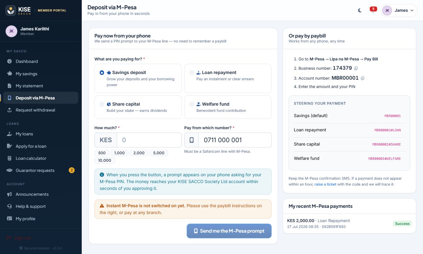 Deposit via M-Pesa