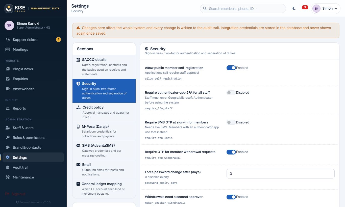Security settings