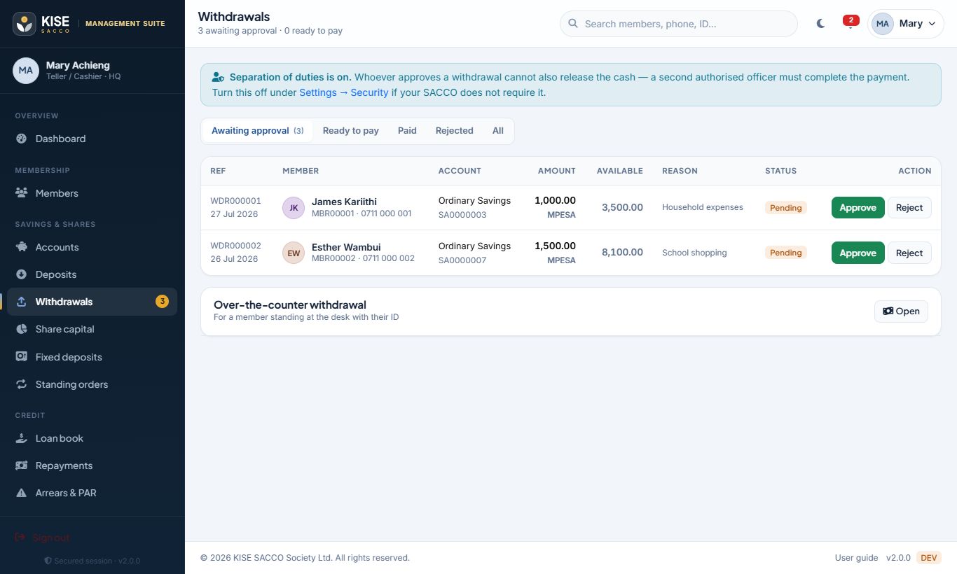 Withdrawal requests